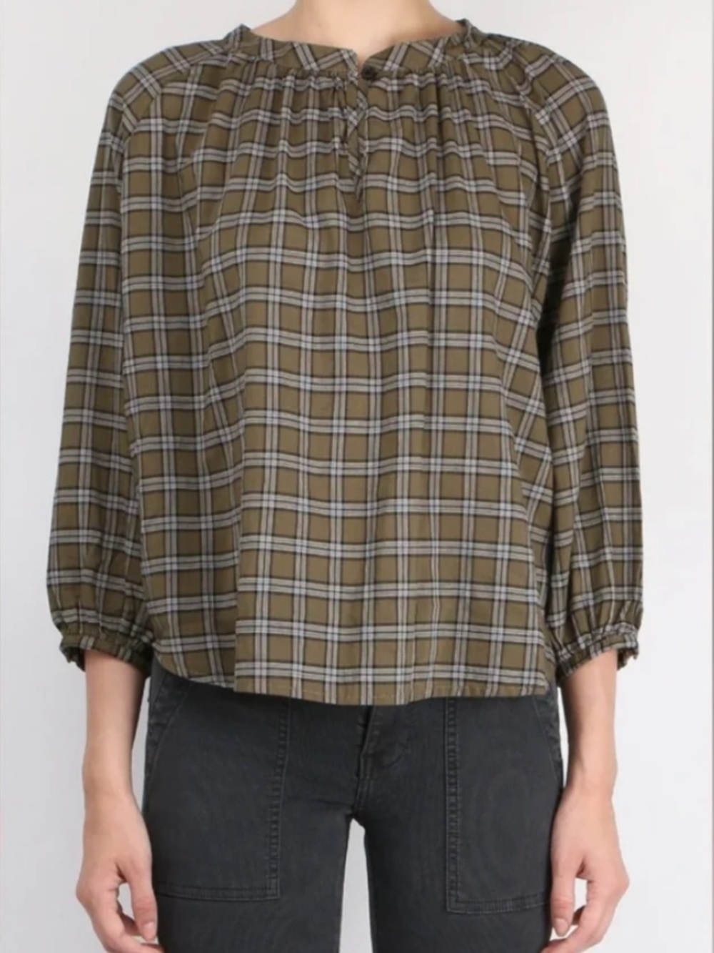 The Great Plaid Three-Quarter Sleeve Blouse!